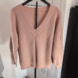 Women's V-Neck Pink Sweater